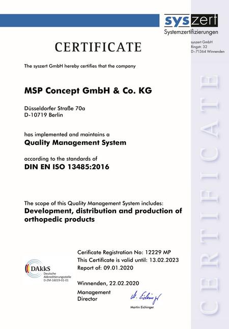 MSP Concept 2020 Certifikat ISO